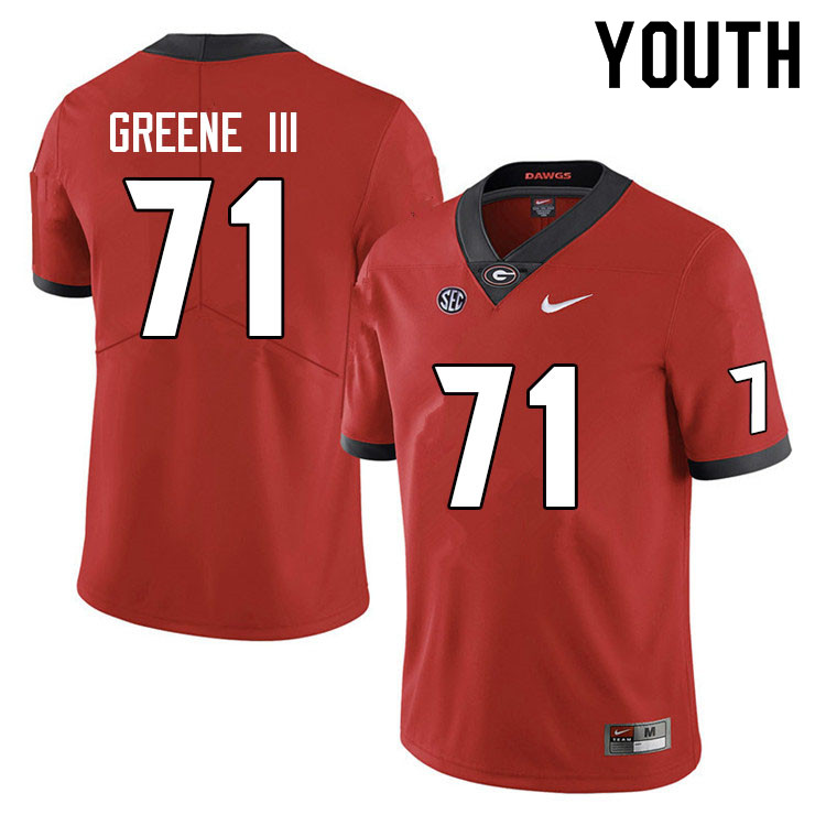 Youth #71 Earnest Greene III Georgia Bulldogs College Football Jerseys Sale-Red Anniversary